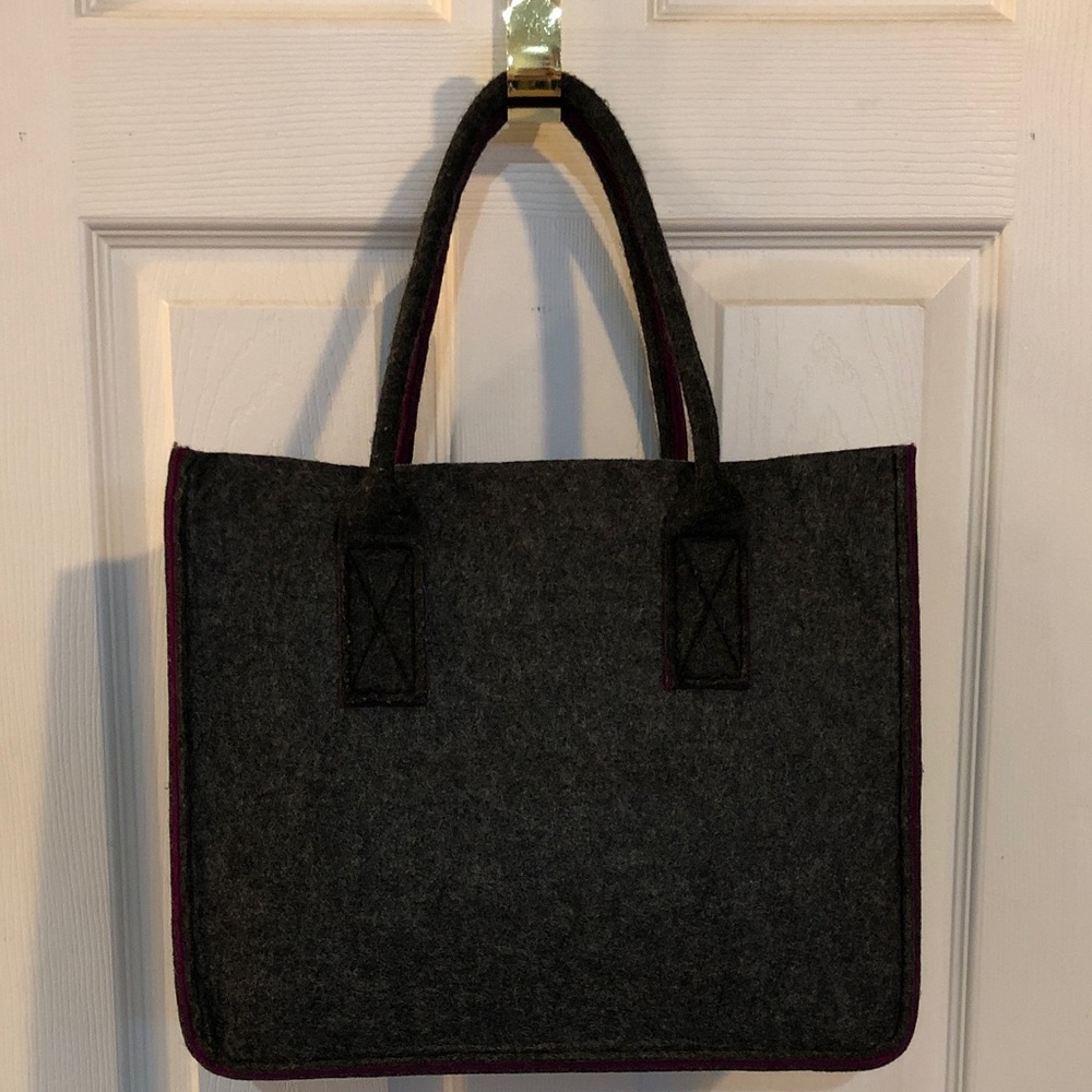 Gray Structured Felt Tote Bag